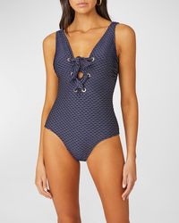 Shoshanna - Lace-Up One-Piece Swimsuit - Lyst
