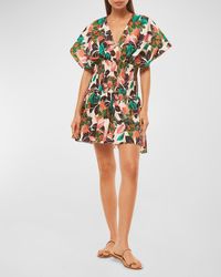 MISA Los Angles - Della Kimono-Sleeve Smocked Poplin Mini Dress - Lyst