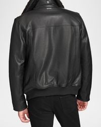 Andrew Marc - Leather Jacket With Removable Shearling Collar - Lyst