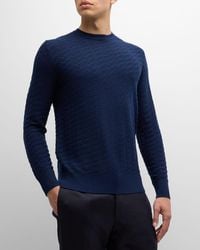 Emporio Armani - Wool Geometric Knit Crewneck Sweater - Lyst