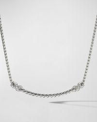 David Yurman - Petite X Bar Necklace With Pave Diamonds - Lyst