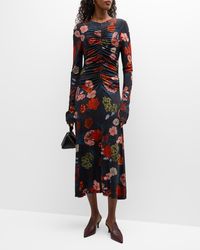 Cara Cara - Maisy Long-sleeve Floral Ruched Midi Dress - Lyst