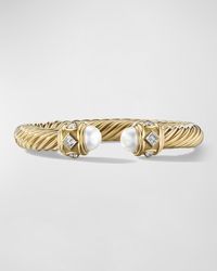 David Yurman - Renaissance Bracelet With Pearls And Diamonds In 18k Gold, 11mm, Size L - Lyst