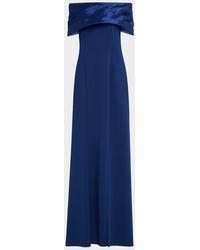 Tadashi Shoji - Off-Shoulder A-Line Crepe & Taffeta Gown - Lyst
