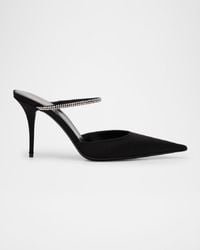 Saint Laurent - Barbara Crystal-Embellished Satin Mule Pumps - Lyst