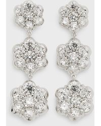 Bayco - 18k White Gold Triple Flower Diamond Drop Earrings - Lyst