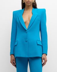 Sergio Hudson - Strong-Shoulder Double-Breasted Blazer Jacket - Lyst