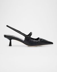 Jimmy Choo - Didi 45 Leather Embroidered Slingback Pumps - Lyst
