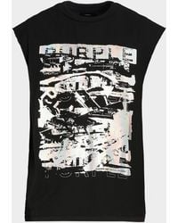 Purple - Apos;S Textured Graphic Sleeveless T-Shirt - Lyst
