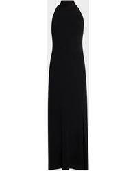LAPOINTE - Matte Viscose Halterneck Slit Maxi Dress - Lyst