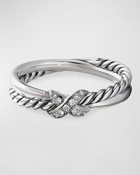 David Yurman - Petite X Ring With Pave Diamonds - Lyst