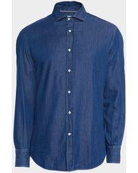 Brunello Cucinelli - Apos;S Denim Spread Collar Button-Down Shirt - Lyst