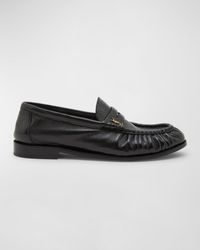 Saint Laurent - Le Leather Ysl Penny Loafers - Lyst
