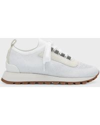 Brunello Cucinelli - Knit Suede Trainer Sneakers - Lyst