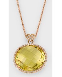 Lisa Nik - 18k Rose Gold Lemon Quartz And Diamond Pendant Necklace With Heart Bail - Lyst