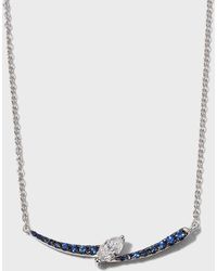 Frederic Sage - White Gold Slanted Marquise Diamond Necklace - Lyst