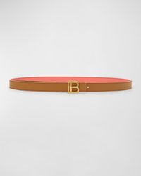 Balmain - B-Monogram Reversible Leather Skinny Belt - Lyst