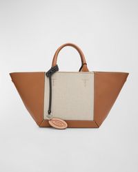 Tod's - Small Double Up Leather And Canvas Shopping Bag - Lyst