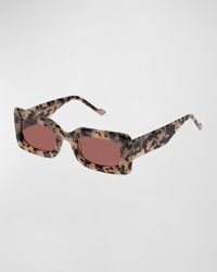 Le Specs - Damnedest Tortoise Acetate Rectangle Sunglasses - Lyst