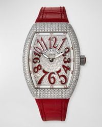 Franck Muller - Lady Vanguard Diamond Watch W/ Alligator Strap, Red - Lyst