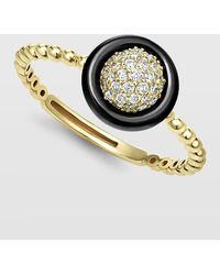 Lagos - 18k Gold And Black Caviar Diamond 9mm Circle Ring, Size 7 - Lyst