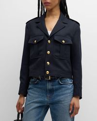 Nili Lotan - Lourdes Structured Wool Gabardine Crop Military Jacket - Lyst