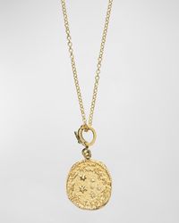 Azlee - Zodiac Small Diamond Coin Necklace - Lyst
