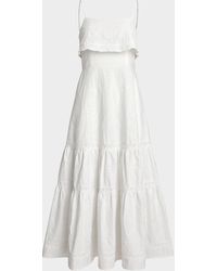 Ralph Lauren Tiered Eyelet Cotton Maxidress in White | Lyst