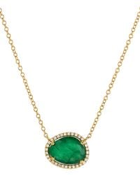 Zoe Lev - 14K Diamond And Emerald Necklace - Lyst