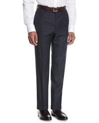 Brioni - Wool Flat-front Trousers, Navy - Lyst