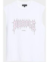 Purple - Textured Jersey Sleeveless Logo Graphic T-Shirt - Lyst