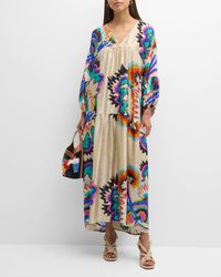 Rianna + Nina - Minu Abstract Jacquard Silk Maxi Dress - Lyst