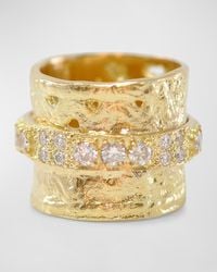 Armenta - 18k Yellow Gold Large Artifact Band Statement Ring With Diamonds - Lyst