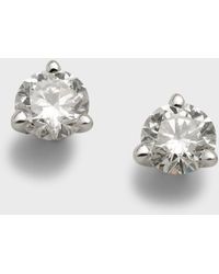 Neiman Marcus - 18k White Gold 3-prong Round Diamond Martini Stud Earrings - Lyst