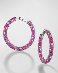 Mimi So - 18K Couture Pave Hoop Earrings With Sapphires And Diamonds - Lyst