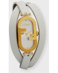 Fendi - O'lock Vertical Oval Calf Leather Wrap Watch - Lyst