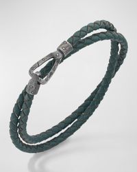 Marco Dal Maso - Double Wrap Oxidized And Woven Leather Bracelet - Lyst