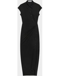 Helmut Lang - Short-Sleeve Twist Jersey Midi Dress - Lyst
