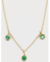 Jennifer Meyer - 18k Yellow Gold 3 Mini Bezel Dangle Necklace With Emeralds - Lyst