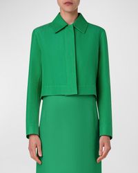 Akris - Cotton-Silk Double-Face Crop Collared Jacket - Lyst