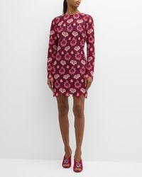 MILLY - Nessa Long-Sleeve Floral Lace Mini Dress - Lyst