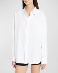 The Row - Penna Long-Sleeve Collared Cotton Shirt - Lyst