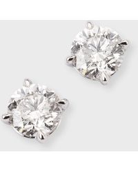 Memoire - 18k White Gold Diamond 4 Prong Stud Earrings - Lyst