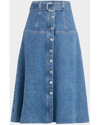 Rails - Loma Belted Denim Midi Skirt - Lyst