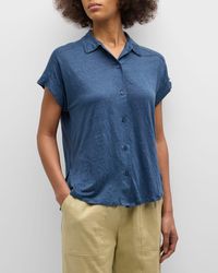 Majestic Filatures - Stretch Linen Short-Sleeve Shirt With Rolled Cuffs - Lyst