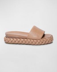 Bernardo - Leather Low-Wedge Slide Sandals - Lyst