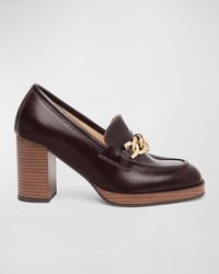 Nero Giardini - Leather Chain Heeled Loafers - Lyst