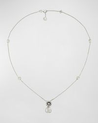 Gucci - GG Marmont Flower Sterling Silver & Pearl Necklace - Lyst