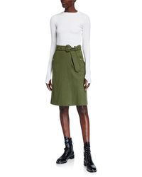 Burberry Knit Wool Wrap-skirt Dress - Green
