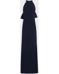 Teri Jon - Bow-Back Crepe Halter Column Gown - Lyst